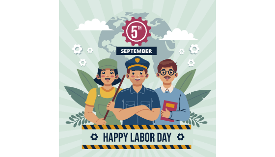 三个不同职业的工人设计劳动节矢量素材(AI/EPS)