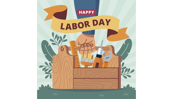 手提装满工具的木箱设计劳动节矢量素材(AI/EPS)