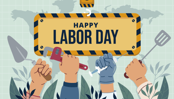 举着不同工具的手设计劳动节矢量素材(AI/EPS)