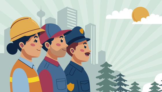 三种不同职业的人们设计劳动节矢量素材(AI/EPS)