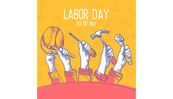 举着不同工具的手设计劳动节矢量素材(EPS)