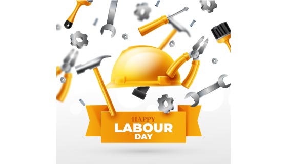 安全帽扳手老虎钳等工具设计劳动节矢量素材(AI/EPS)
