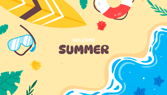 惬意的夏天海滩背景矢量素材(AI/EPS)