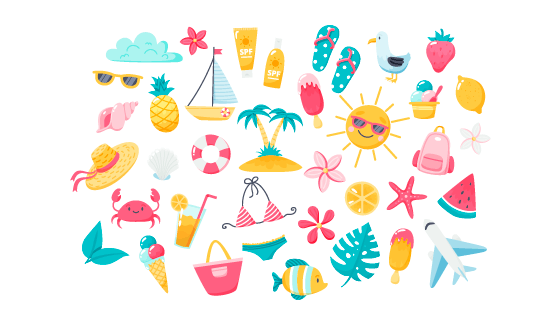 可爱的夏天元素矢量素材(EPS/PNG)