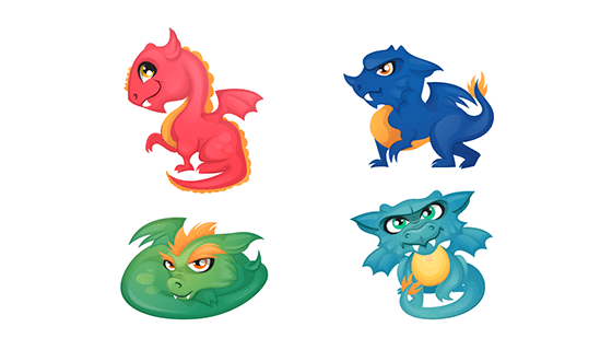 手绘可爱龙宝宝矢量素材(EPS/AI/PNG)