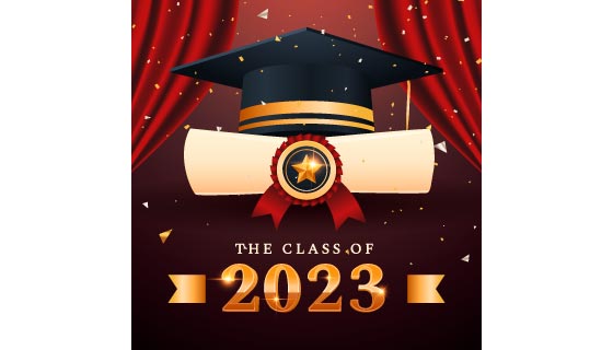学位帽和学位证书设计 2023 毕业背景矢量素材(AI/EPS)