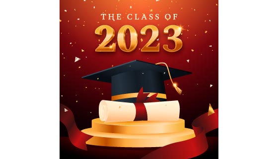 学位帽和学位证书设计 2023 毕业背景矢量素材(AI/EPS)