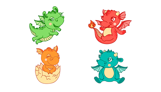 手绘可爱龙宝宝矢量素材(EPS/AI/PNG)