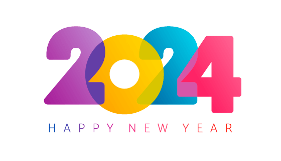 多彩数字设计2024新年快乐背景矢量素材(EPS)