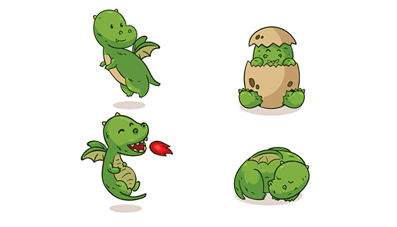 手绘可爱龙宝宝矢量素材(EPS/AI/PNG)