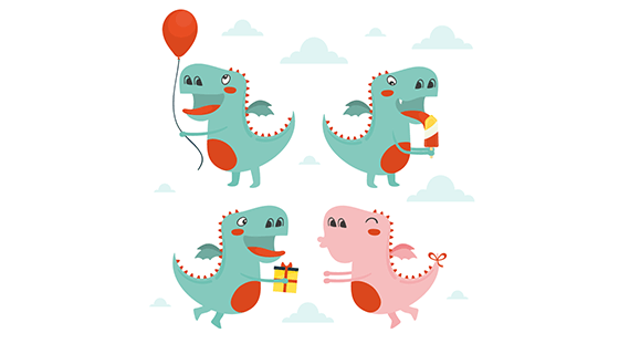 手绘可爱龙宝宝矢量素材(EPS/AI/PNG)