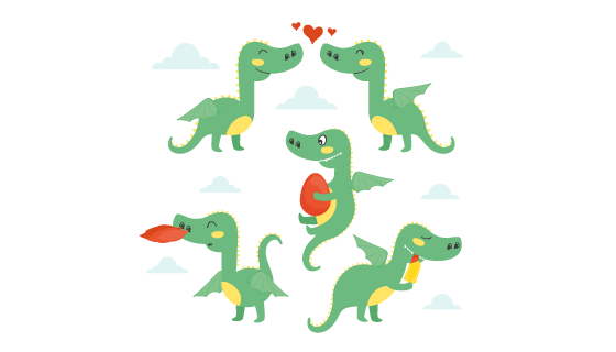 手绘可爱龙宝宝矢量素材(EPS/AI/PNG)