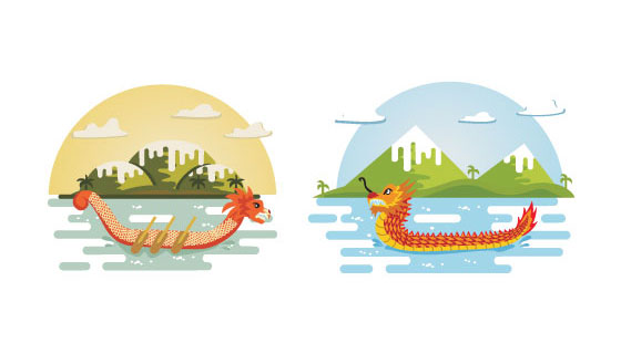 端午节龙舟背景矢量素材(EPS/PNG)