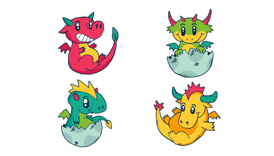 手绘可爱龙宝宝矢量素材(EPS/AI/PNG)