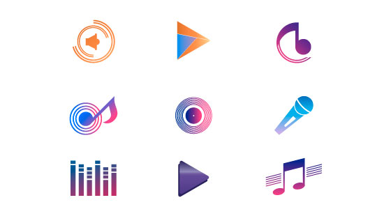 渐变风格音乐图标矢量素材(EPS/AI/PNG)