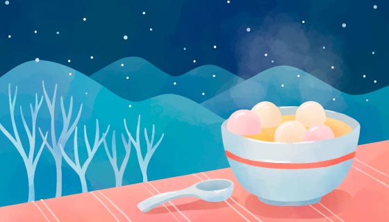 桌子上的美味汤圆矢量素材(AI/EPS)