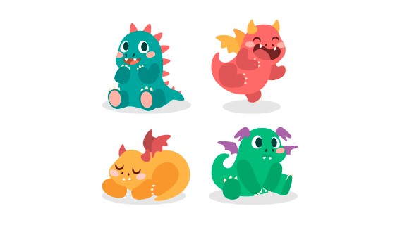 手绘可爱龙宝宝矢量素材(EPS/AI/PNG)