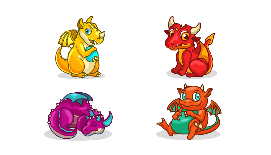 手绘可爱龙宝宝矢量素材(AI/PNG)