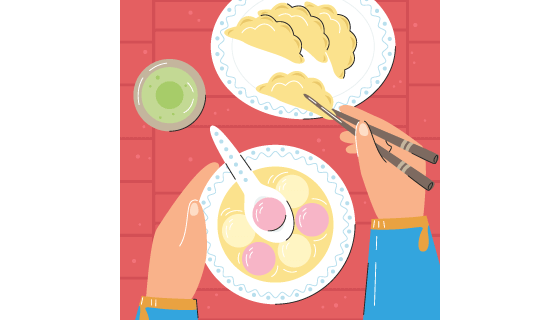 吃汤圆和饺子设计冬至背景图矢量素材(AI/EPS)