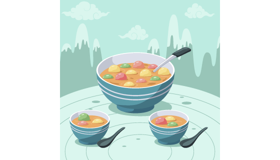 多彩美味的汤圆设计冬至背景图矢量素材(AI/EPS)