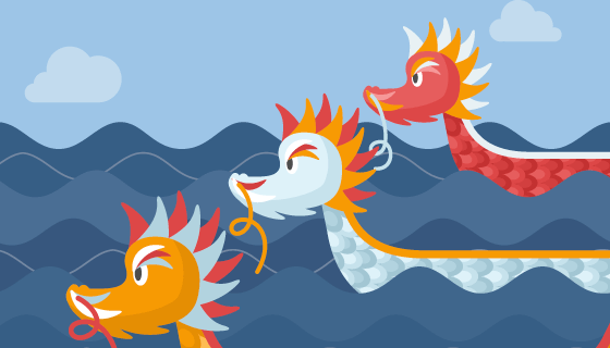 端午节龙舟背景矢量素材(EPS/AI)