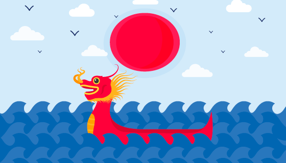 端午节龙舟背景矢量素材(EPS/AI)