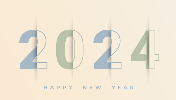 创意数字设计2024新年快乐背景矢量素材(EPS)
