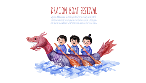 水彩端午节赛龙舟背景矢量素材(EPS/AI)