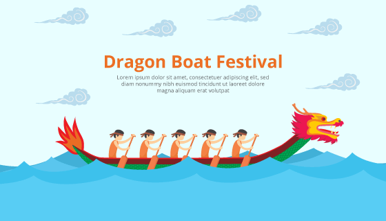 端午节划龙舟背景矢量素材(EPS/AI)