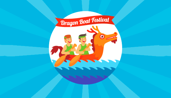 趣味端午节龙舟比赛背景矢量素材(EPS/AI)