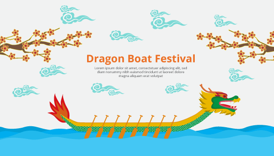 端午节龙舟背景矢量素材(EPS/AI)