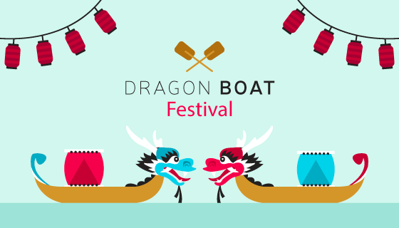 端午节龙舟背景矢量素材(EPS/AI)