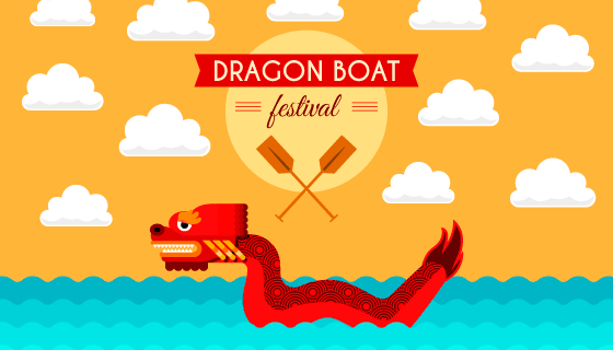 端午节龙舟背景矢量素材(EPS/AI)