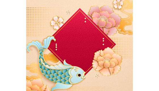 年年有余春节背景矢量素材(EPS)