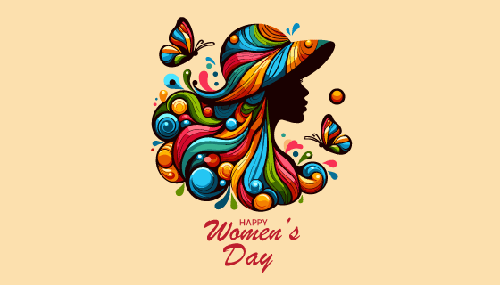 多彩创意女性头像设计妇女节快乐背景矢量素材(EPS)