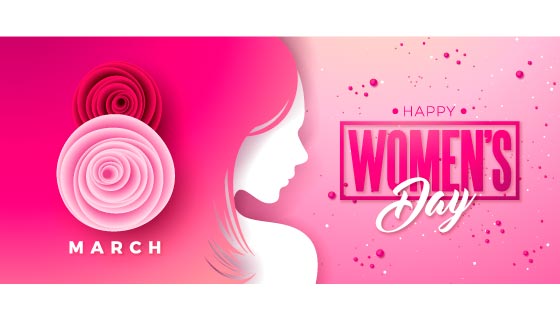 粉色女性头像剪影设计妇女节快乐矢量素材(EPS)