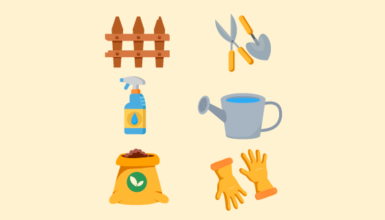 六个扁平风格的植树节相关图标矢量素材(AI/EPS)