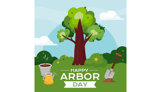 草地上种好的大树设计植树节矢量素材(AI/EPS)