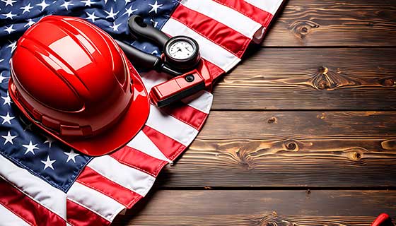 红色安全帽和各种工具设计劳动节图片素材(JPG)