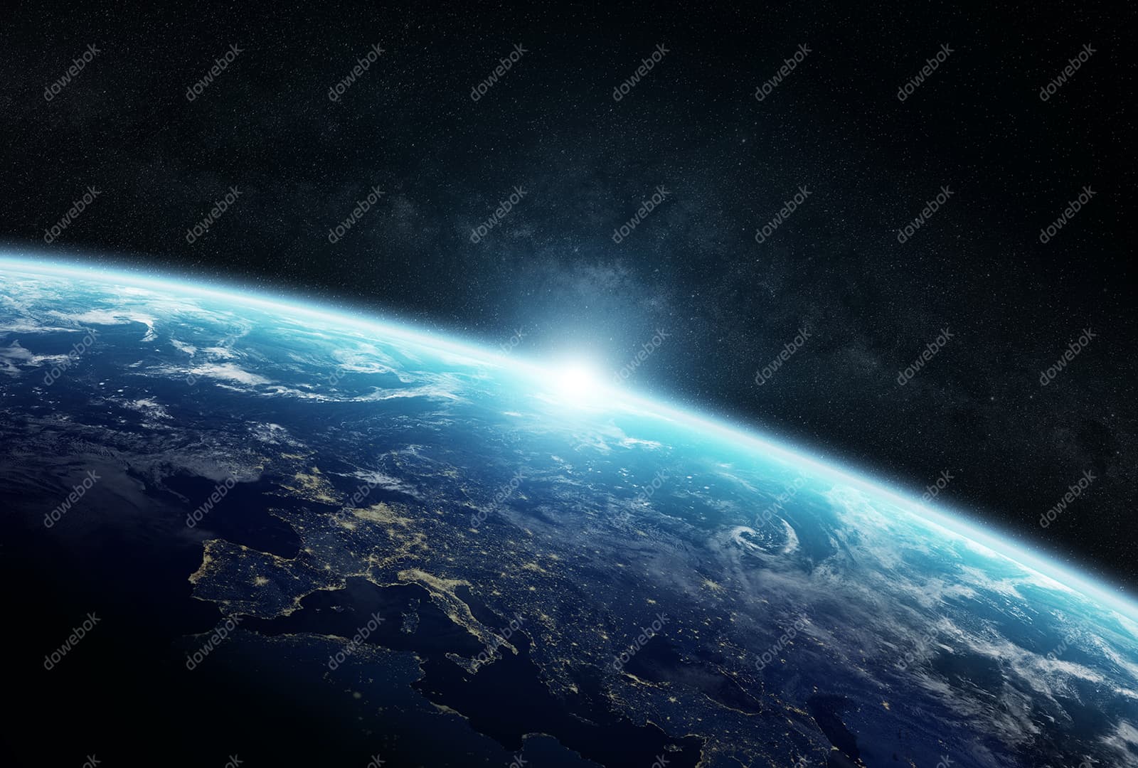 在太空上看蓝色美丽的地球高清图片素材(JPG)