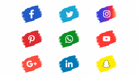 笔触风格社会化媒体图标矢量素材(EPS/PNG)