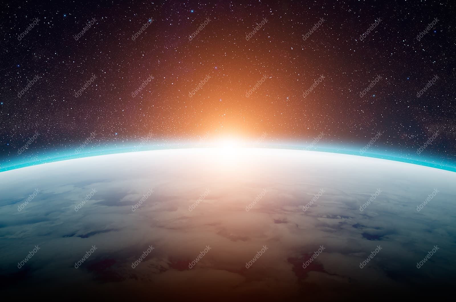 在太空上看地球日出高清图片素材(JPG)
