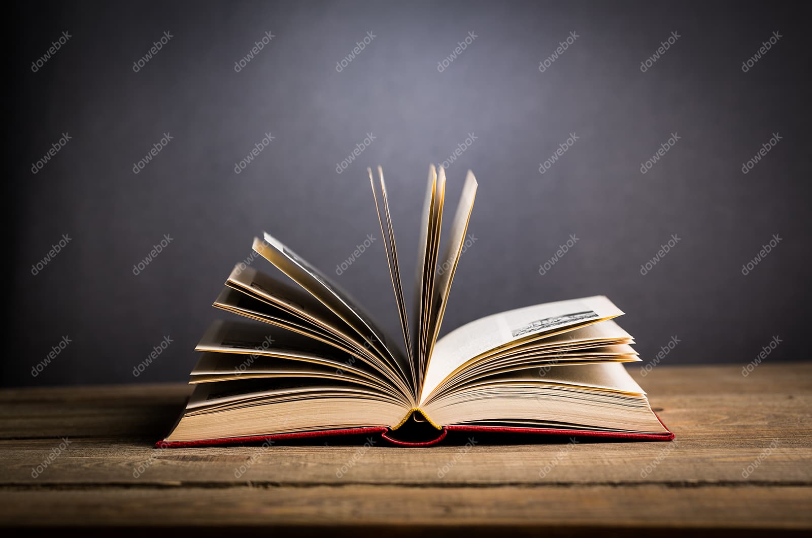 木桌上翻开的书本高清图片素材(JPG)