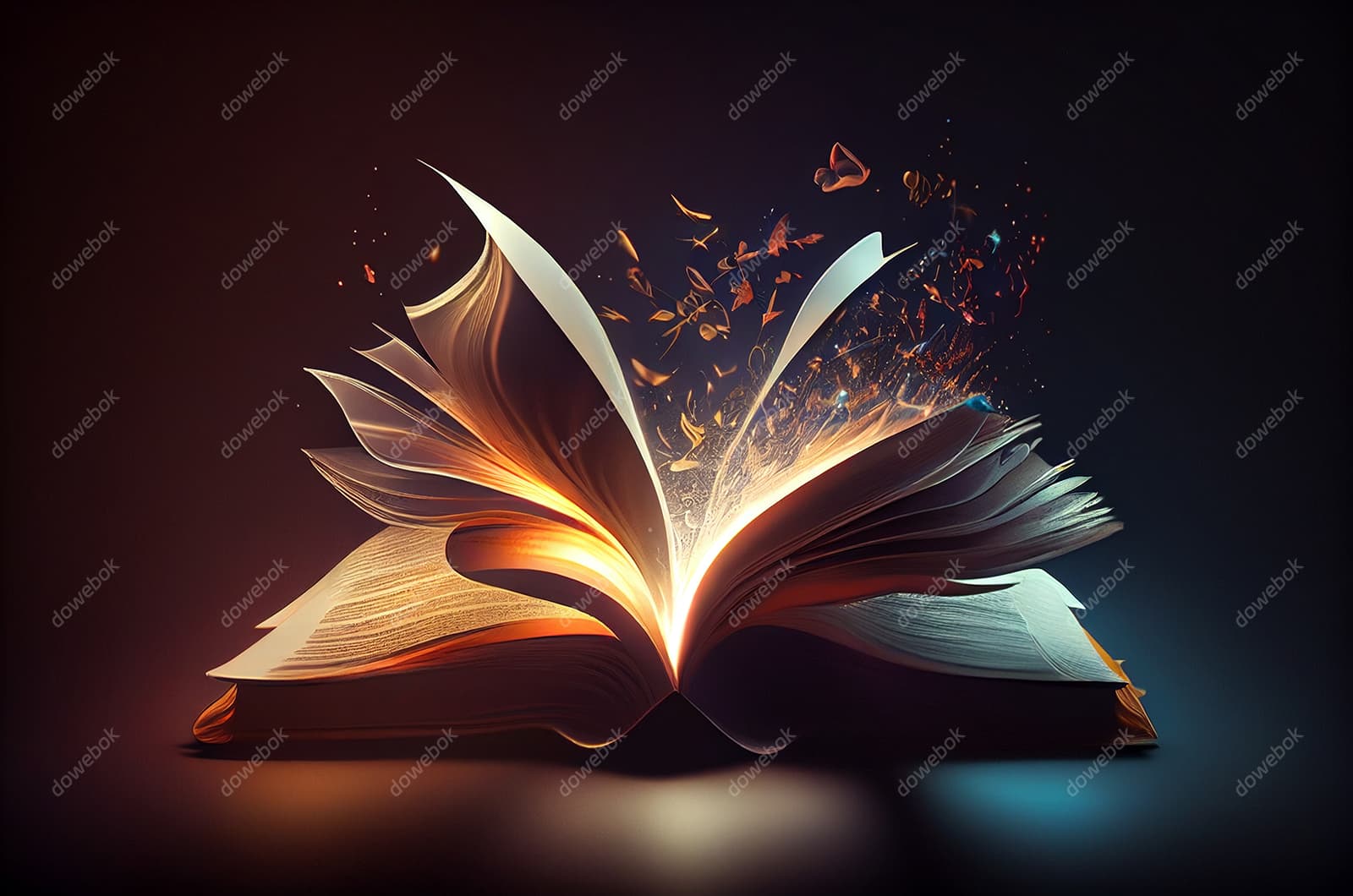 翻开的魔法书飞出蝴蝶高清图片素材(JPG)