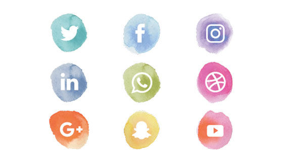 水彩风格社会化媒体图标矢量素材(EPS/AI/PNG)