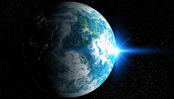 浩瀚宇宙中的蓝色地球高清图片素材(JPG)