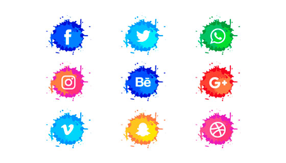 水彩风格社会化媒体图标矢量素材(EPS/AI/PNG)