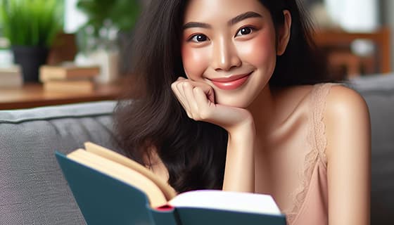 拿着书本微笑的女孩高清图片素材(JPG)