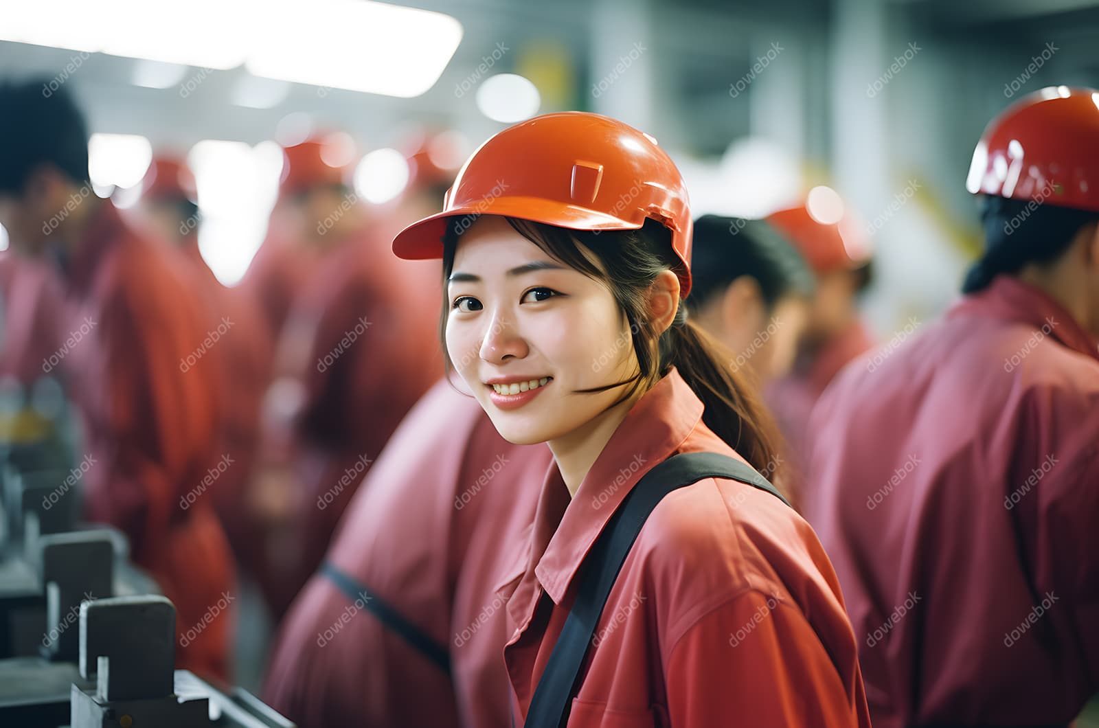 车间里微笑的女工人高清图片素材(JPG)