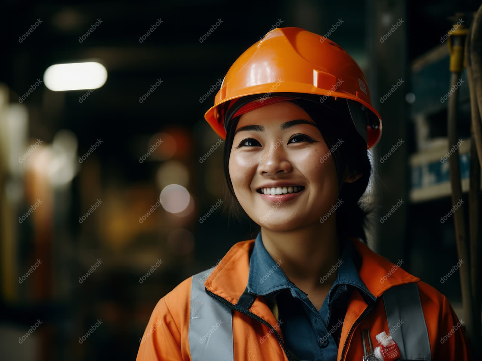 车间里面带微笑的女工人高清图片素材(JPG)